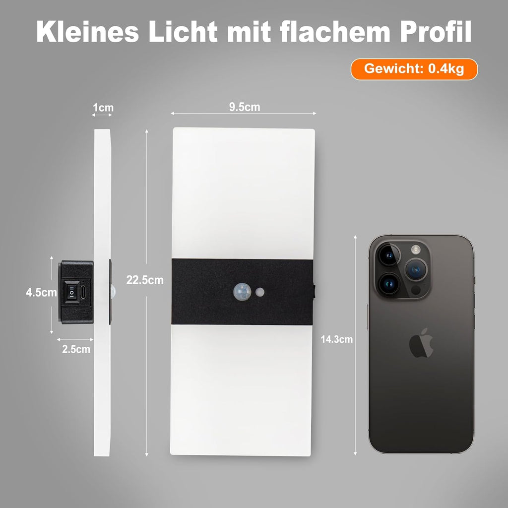 LED Wall Light Decor Set (2-Pack) — Wireless Remote-Controlled Dimmable Rechargeable Bedroom Sconces