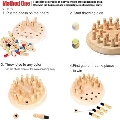 Wooden Memory Chess Matching Game – Family Board Game & Montessori Educational Toy for Kids and Adults