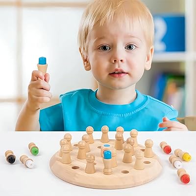 Wooden Memory Chess Matching Game – Family Board Game & Montessori Educational Toy for Kids and Adults
