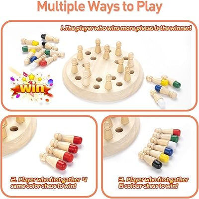 Wooden Memory Chess Matching Game – Family Board Game & Montessori Educational Toy for Kids and Adults