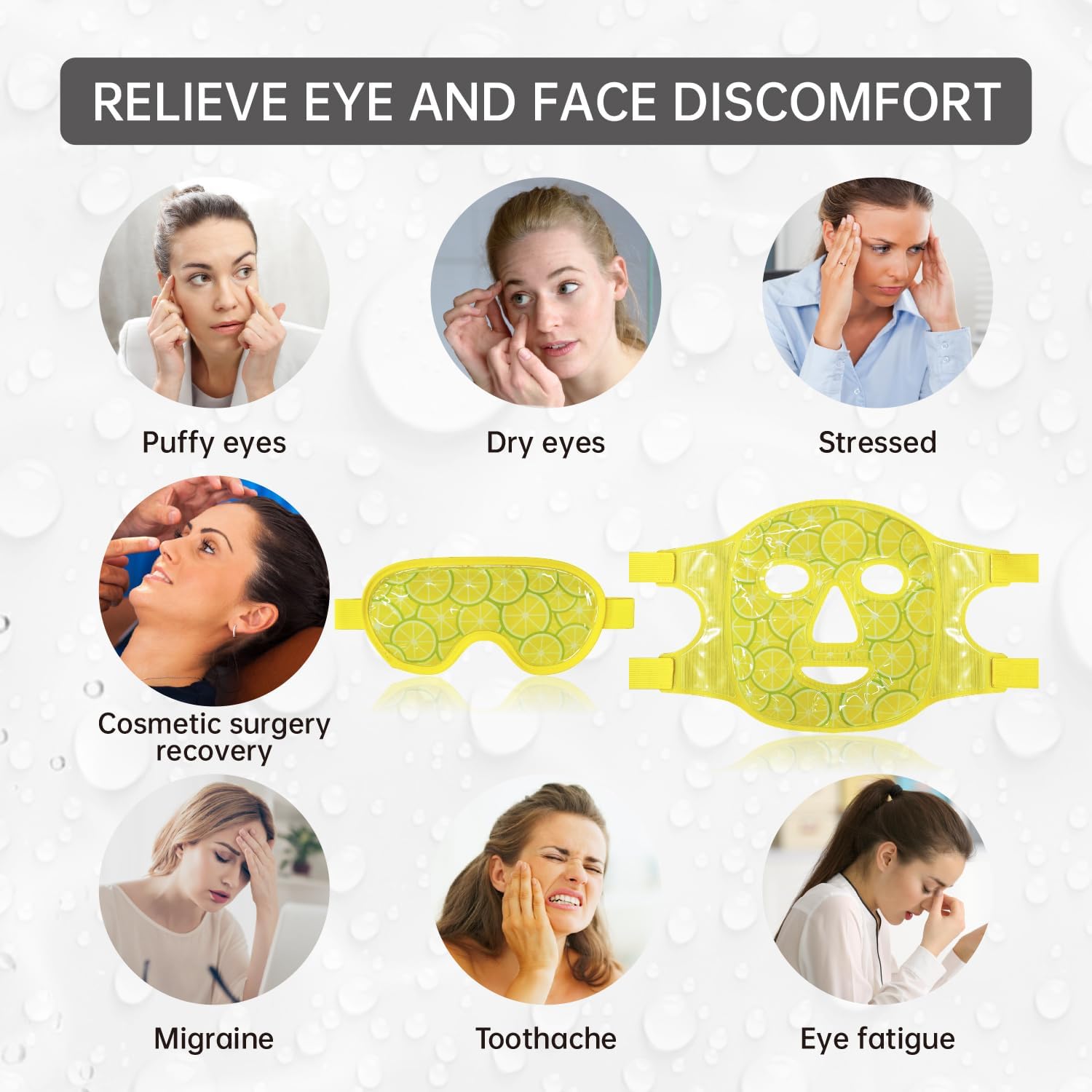Face Eye Mask Ice Pack for Reducing Puffiness, Bags Under Eyes, Puffy Dark Circles, Migraine,Hot/Cold Pack with Soft Plush Backing
