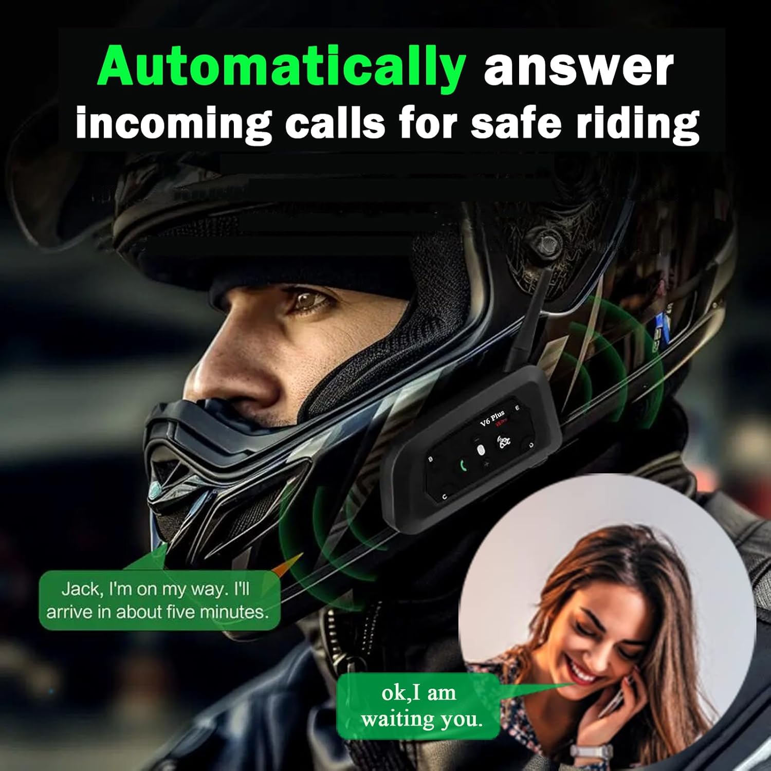 Motorcycle Intercom Headset Speakers – 1200m Bluetooth Motorcycle Helmet Communication System