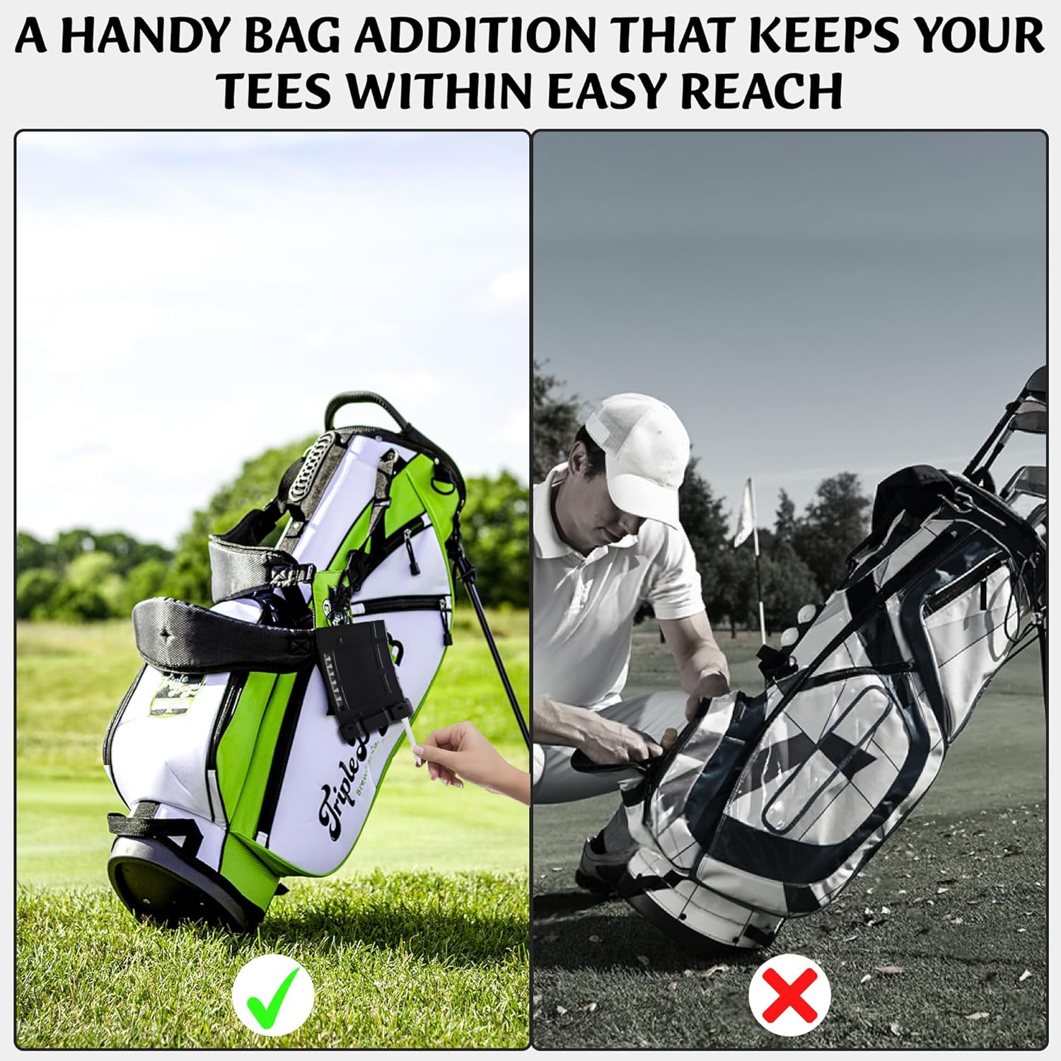 Clip-On Golf Tee Holder – Holds Up to 18 Tees | Lightweight & Durable 🏌️⛳