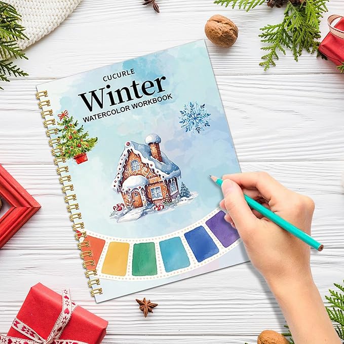 Christmas Watercolor Exercise Coloring Book (Winter) – Beginner Festive Painting Practice
