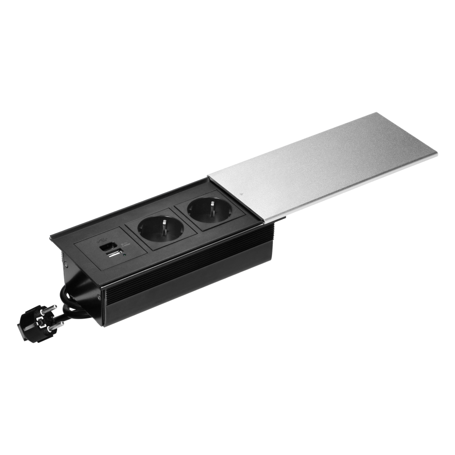🔌💻 Furniture Socket with Sliding Cover + Fast USB Charging (USB-A & USB-C)