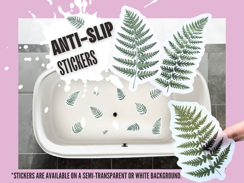 ANTI-SLIP STICKERS, 10 pcs Leaf Fern Decals, Alternative To Bath Mat, Aesthetic Waterproof Non Slip Safety Decals For Bathtub, Shower, Tiles