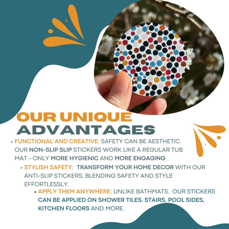 ANTI-SLIP STICKERS, 20 pcs Colorful Polka Dot Pattern, Alternative To Bath Mat, Aesthetic Non Slip Safety Decals For Bathtub, Shower, Tiles