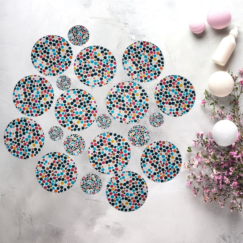 ANTI-SLIP STICKERS, 20 pcs Colorful Polka Dot Pattern, Alternative To Bath Mat, Aesthetic Non Slip Safety Decals For Bathtub, Shower, Tiles