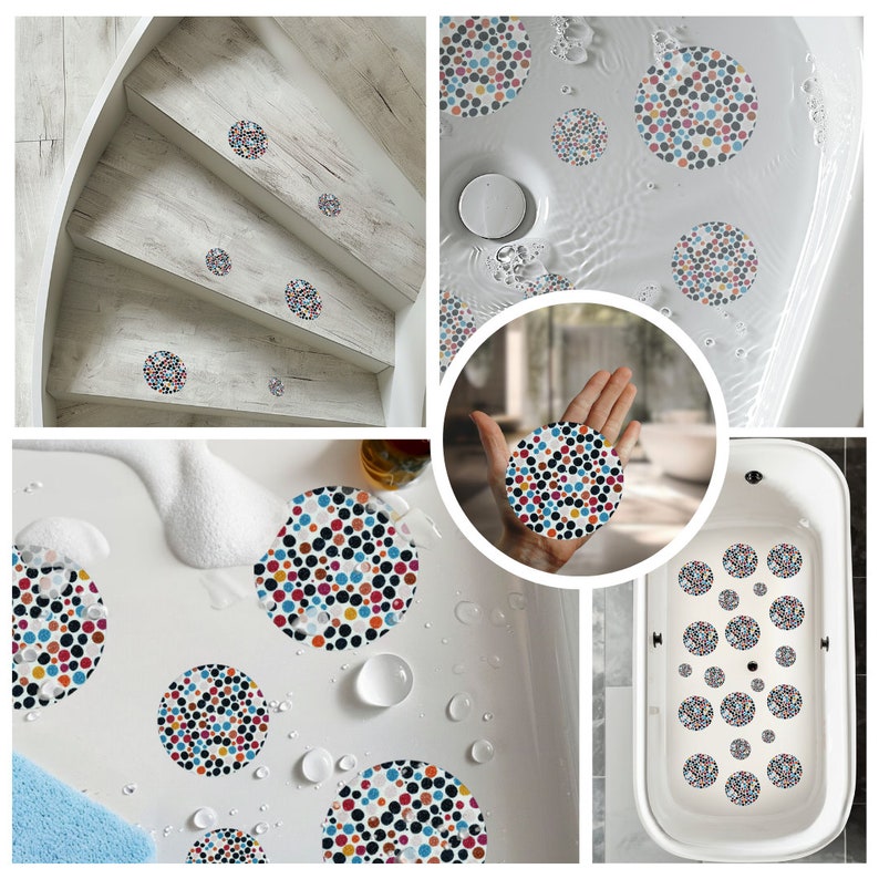 ANTI-SLIP STICKERS, 20 pcs Colorful Polka Dot Pattern, Alternative To Bath Mat, Aesthetic Non Slip Safety Decals For Bathtub, Shower, Tiles