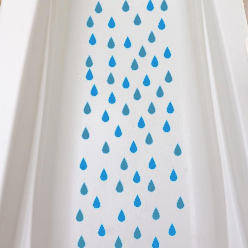 Boho Blue Raindrop Bathtub Stickers – 6 Sheets / 72 PCS Non-Slip Decals