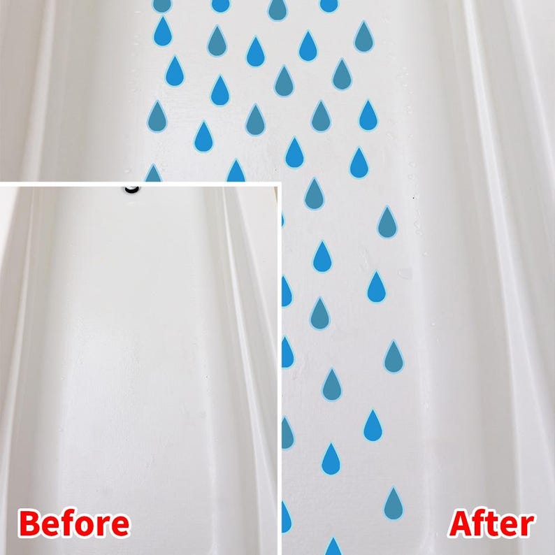 Boho Blue Raindrop Bathtub Stickers – 6 Sheets / 72 PCS Non-Slip Decals