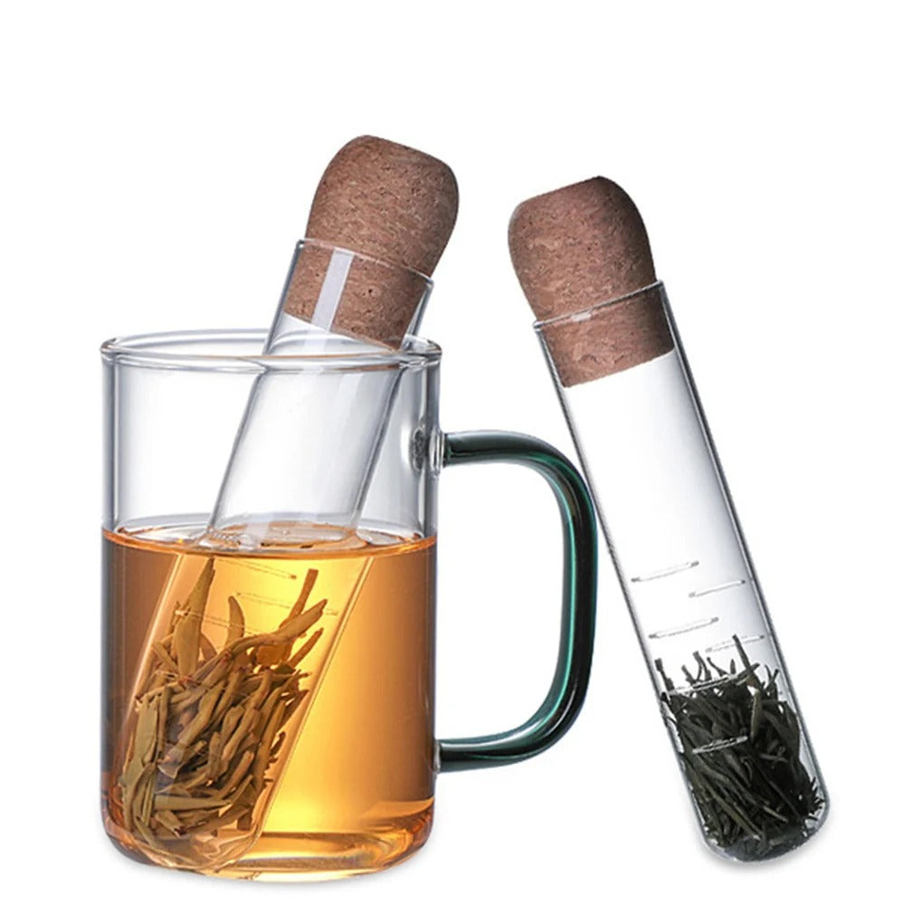 Glass Tube Loose Leaf Tea & Herb Infuser with Cork Stopper