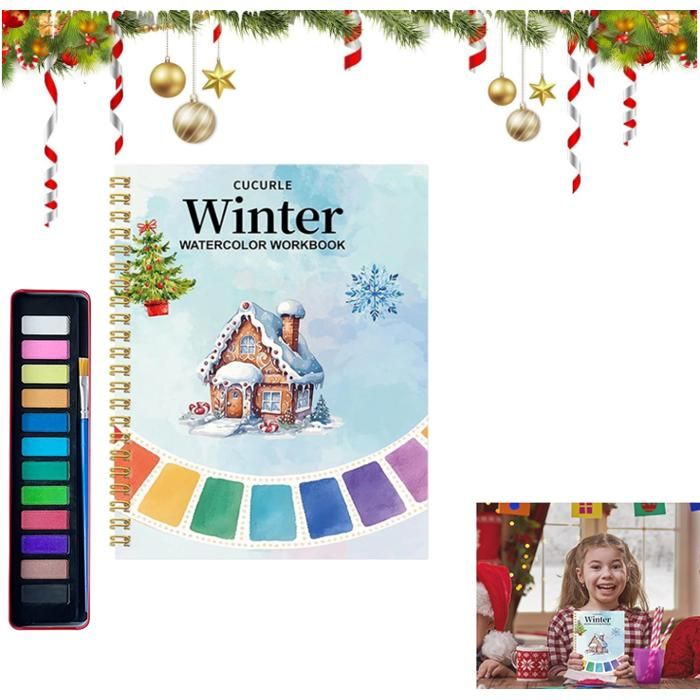 Christmas Watercolor Exercise Coloring Book (Winter) – Beginner Festive Painting Practice