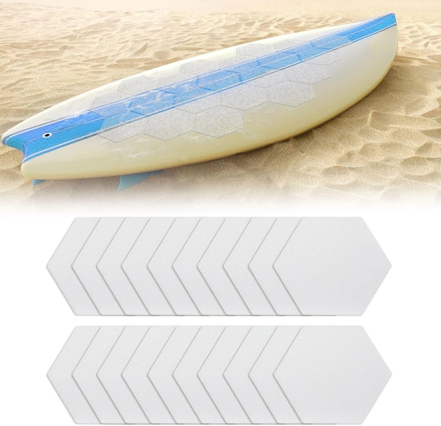 Surfboard Clear Deck Grip Pad - Waxless Hexagon Traction Surfpad DIY Accessories