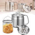 Stove Top Fryer with Basket and Strainer, 1.5/2L Stainless Steel Oil Filter Pot