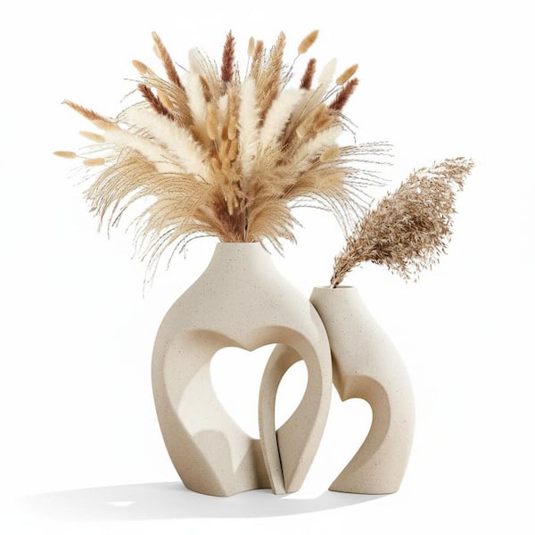 White Heart-Shaped Ceramic Vase Set