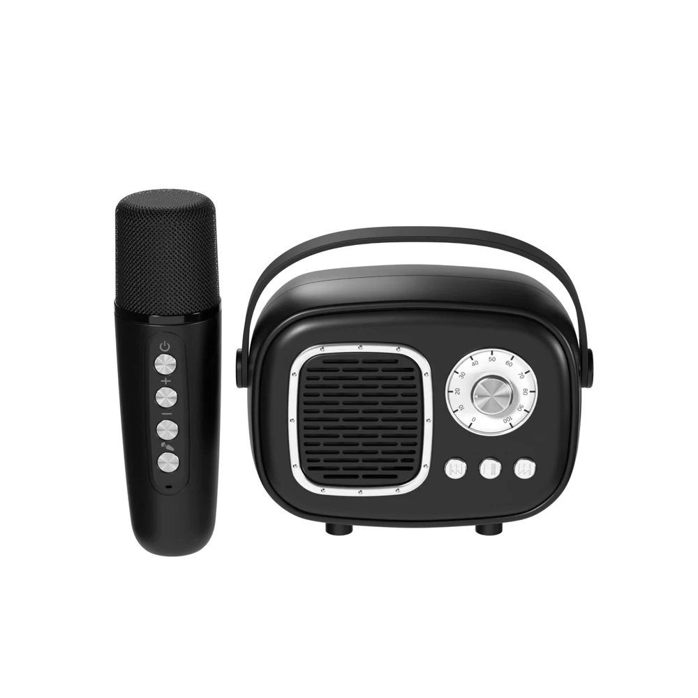 Retro record player with microphone